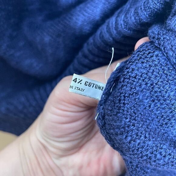 Tincati Milano Pullover Mens Large Blue Crew Neck Sweater linen Bland Casual - Picture 6 of 10